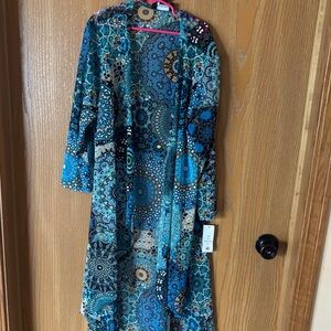 R & M Richards Blue Patterned Women's Cardigan